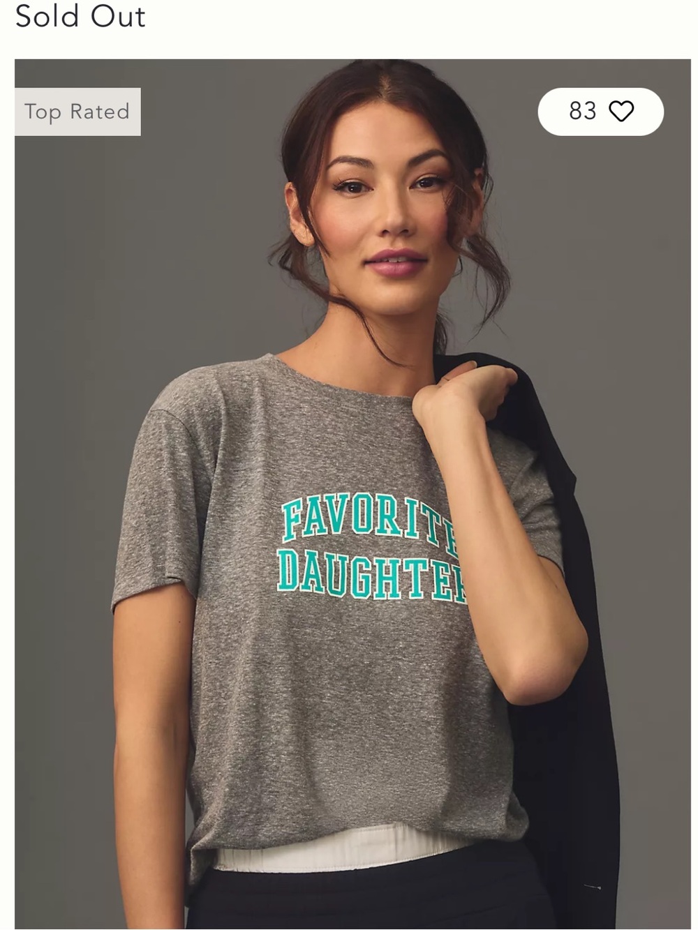 Favorite Daughter Heather Gray Tee with Turquoise Graphic